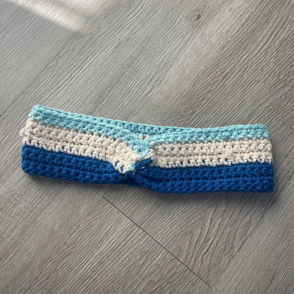 Handmade Blue and White Kids Headband